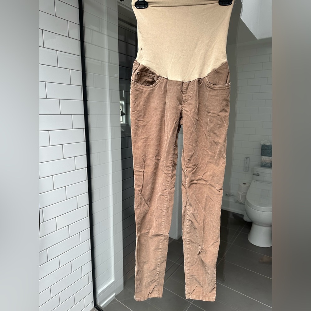 A Pea in the Pod tan corduroy maternity pants, size S